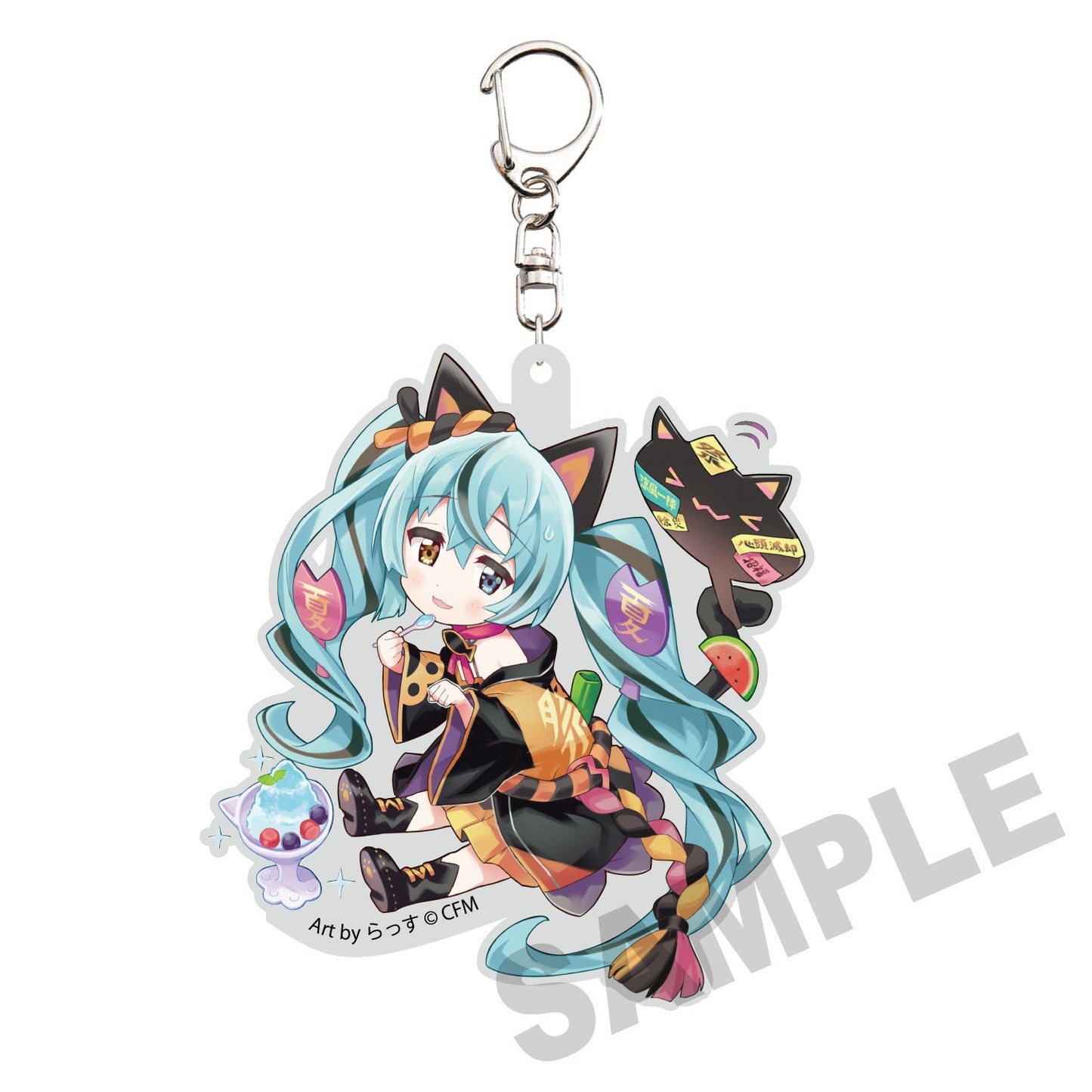 HATSUNE MIKU X MANEKI-NEKO DIE-CUT HATSUNE MIKU BLACK CAT ART BY RASSU ACRYLIC KEYCHAIN Anime Pop