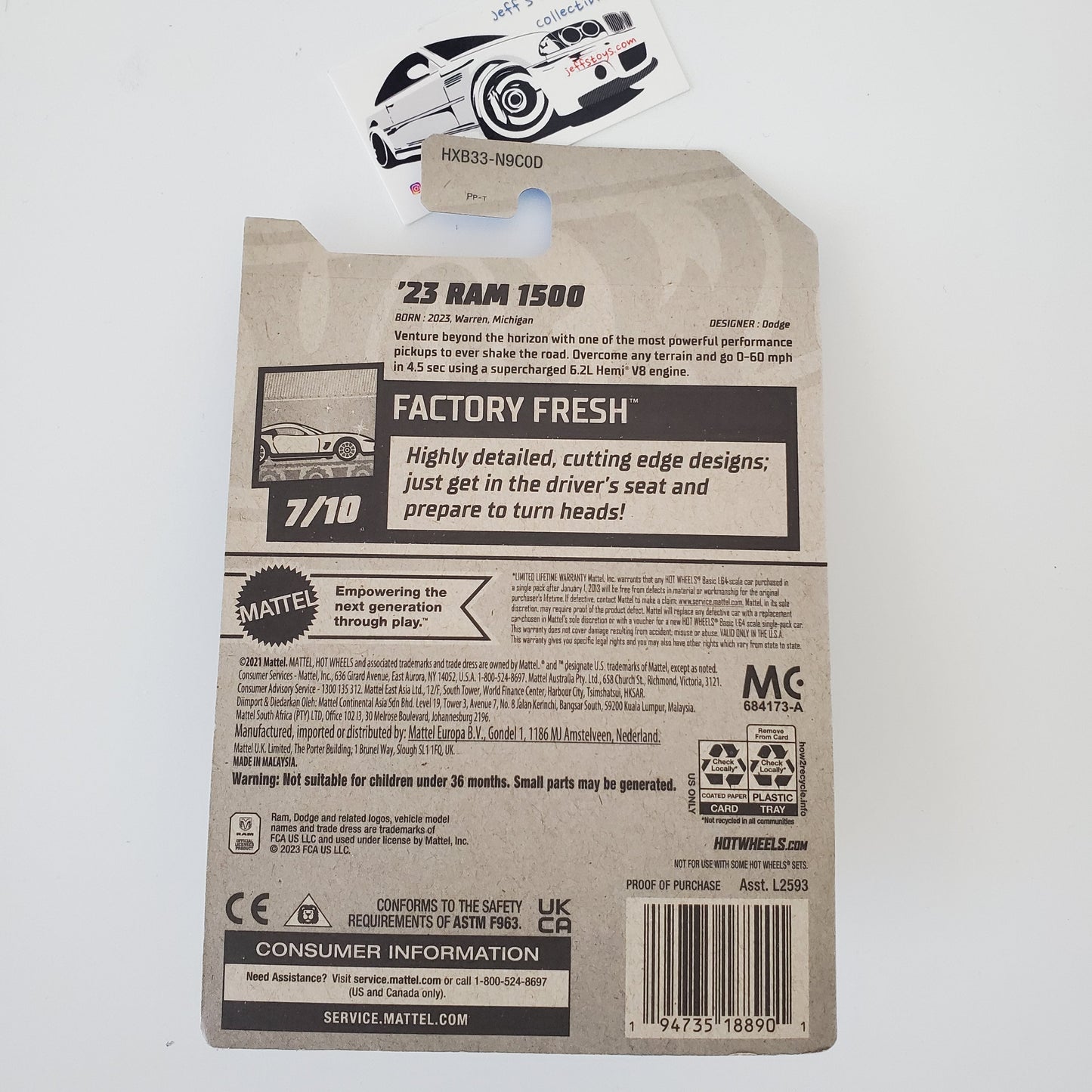 2024 Hot Wheels '23 Dodge Ram #97 Jeff's Diecast & Collectibles
