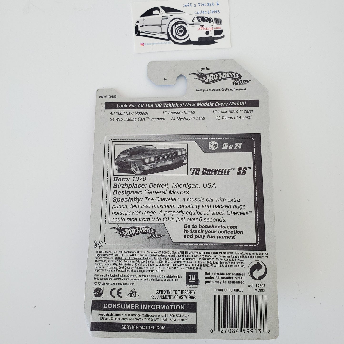 2008 Hot Wheels '70 Chevelle SS #91 Jeff's Diecast & Collectibles