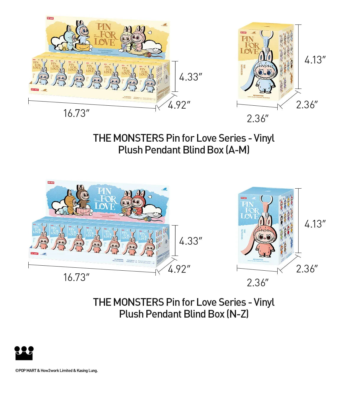 Pop Mart Labubu Pin for Love Series Blind Box (N-Z) Blue BuBu Craze