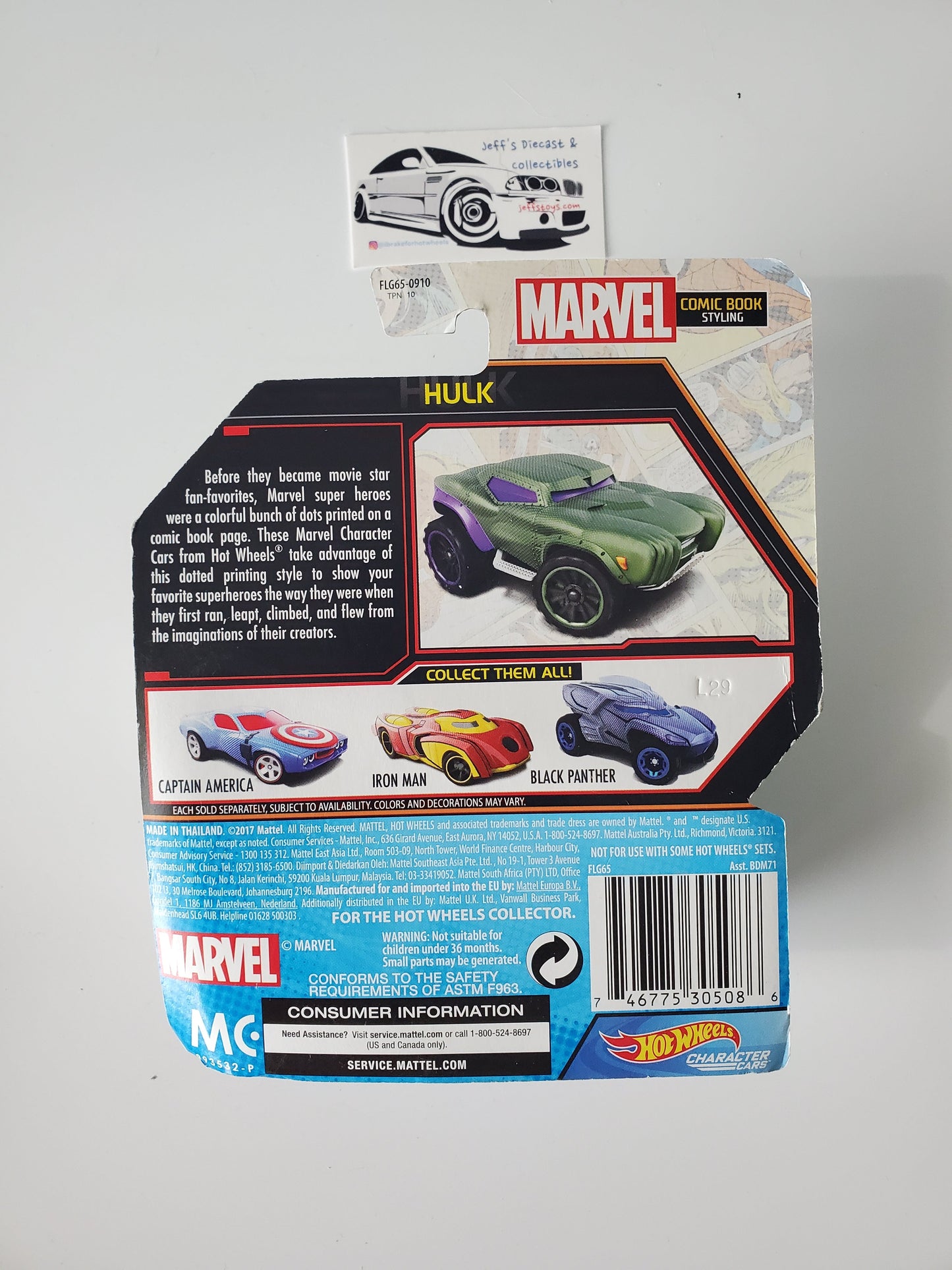 2017 Hot Wheels Character Cars Hulk Comic Book Styling Jeff's Diecast & Collectibles