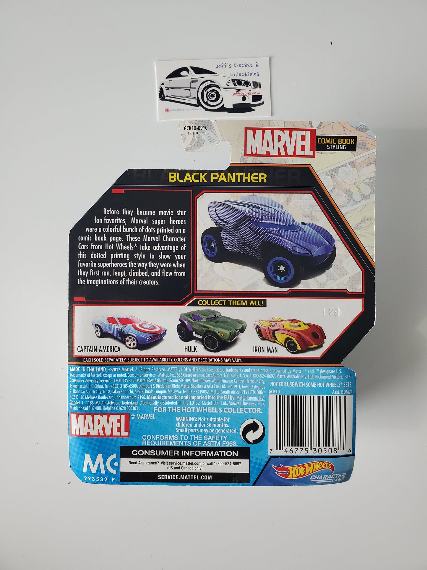 2017 Hot Wheels Character Cars Black Panther Comic Book Styling Jeff's Diecast & Collectibles