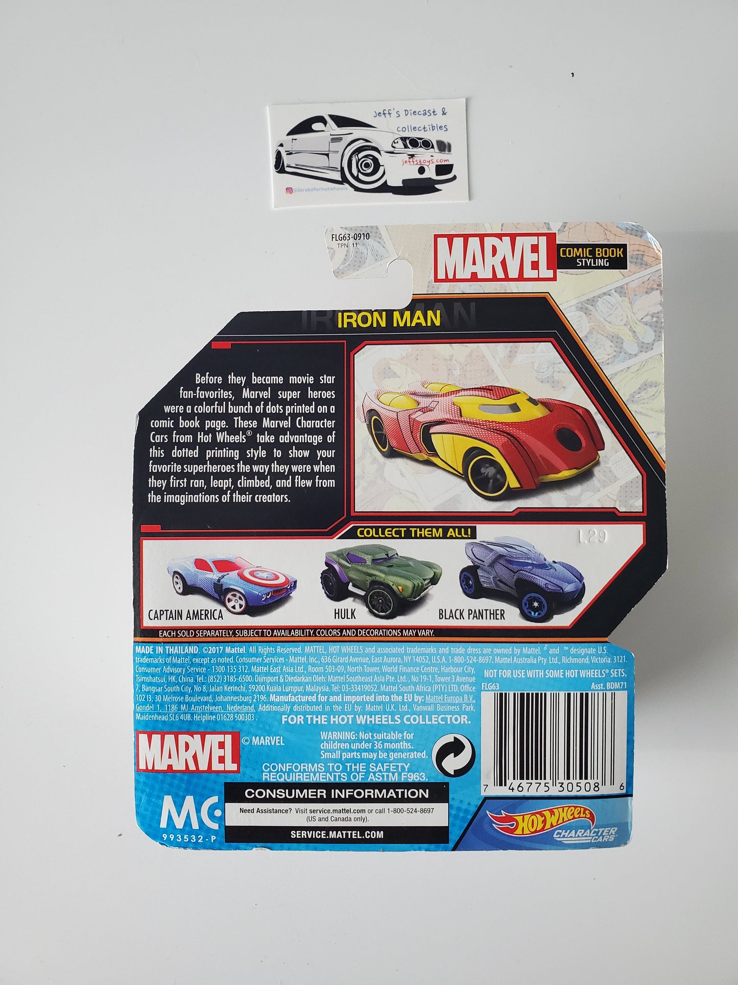 2017 Hot Wheels Character Cars Iron Man Comic Book Styling Jeff's Diecast & Collectibles