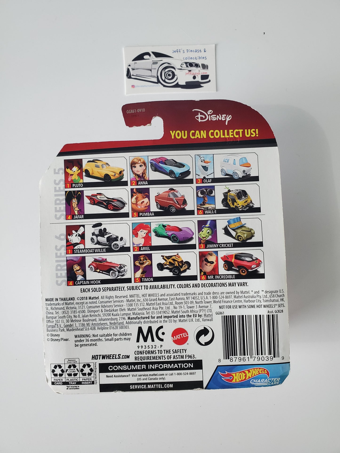 2018 Hot Wheels Character Cars Disney's Captain Hook Jeff's Diecast & Collectibles