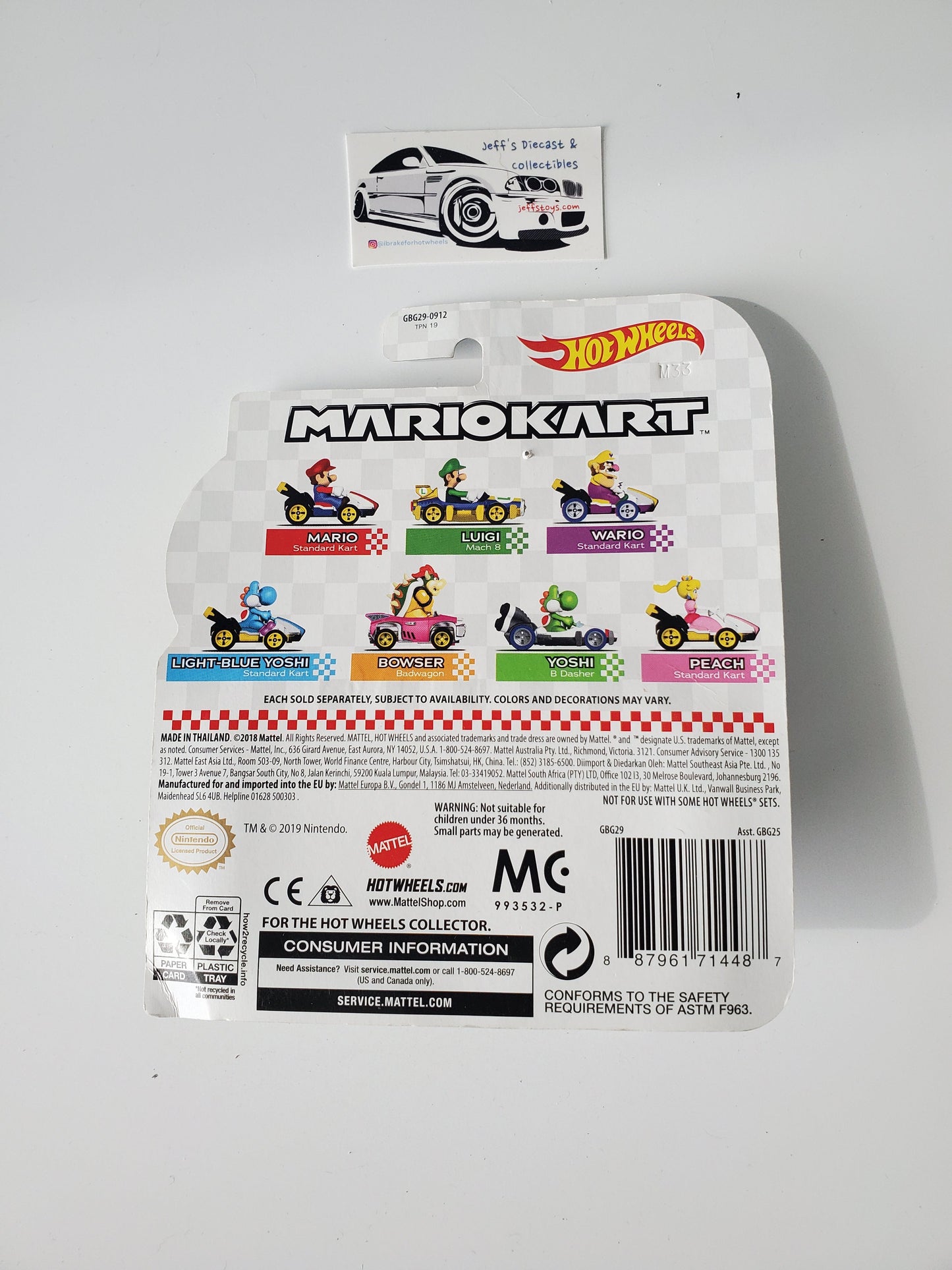 2018 Hot Wheels Mario Kart Yoshi B Dasher Jeff's Diecast & Collectibles