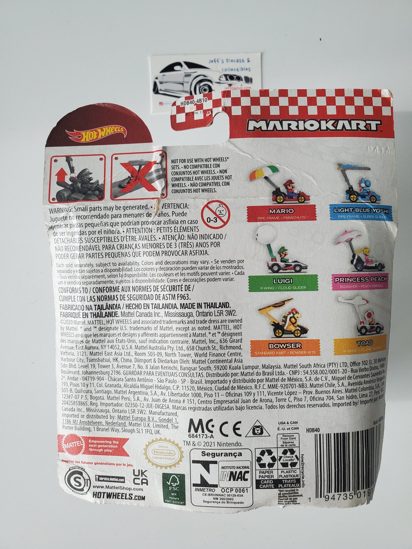 Hot Wheels Mario Kart Mario Pipe Frame Parachute - Bad Card Jeff's Diecast & Collectibles