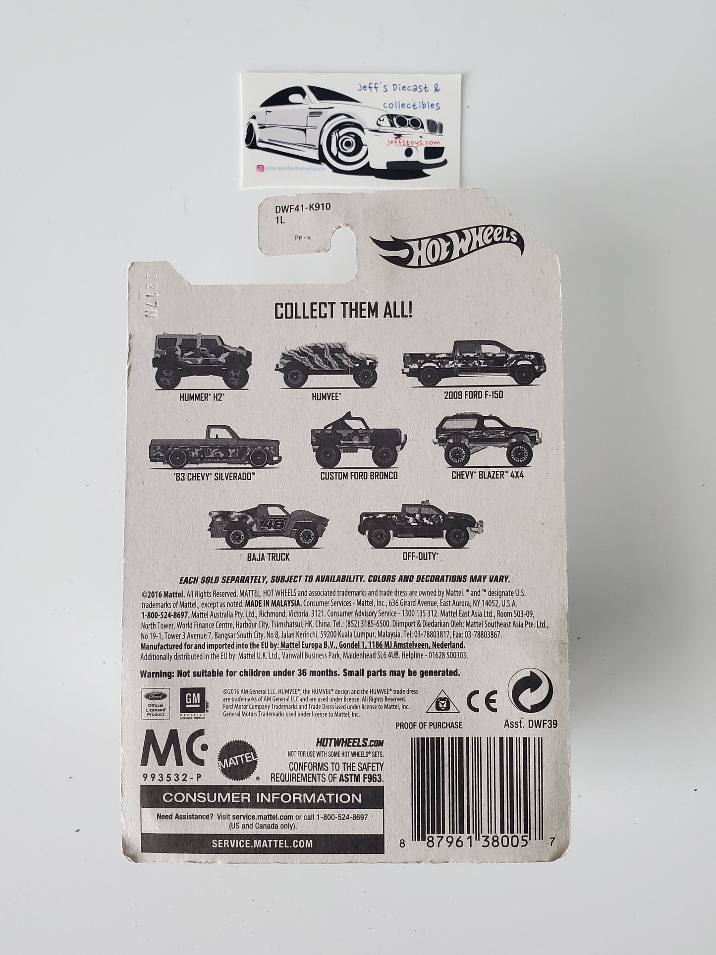 2017 Hot Wheels Camouflage Series Humvee Jeff's Diecast & Collectibles
