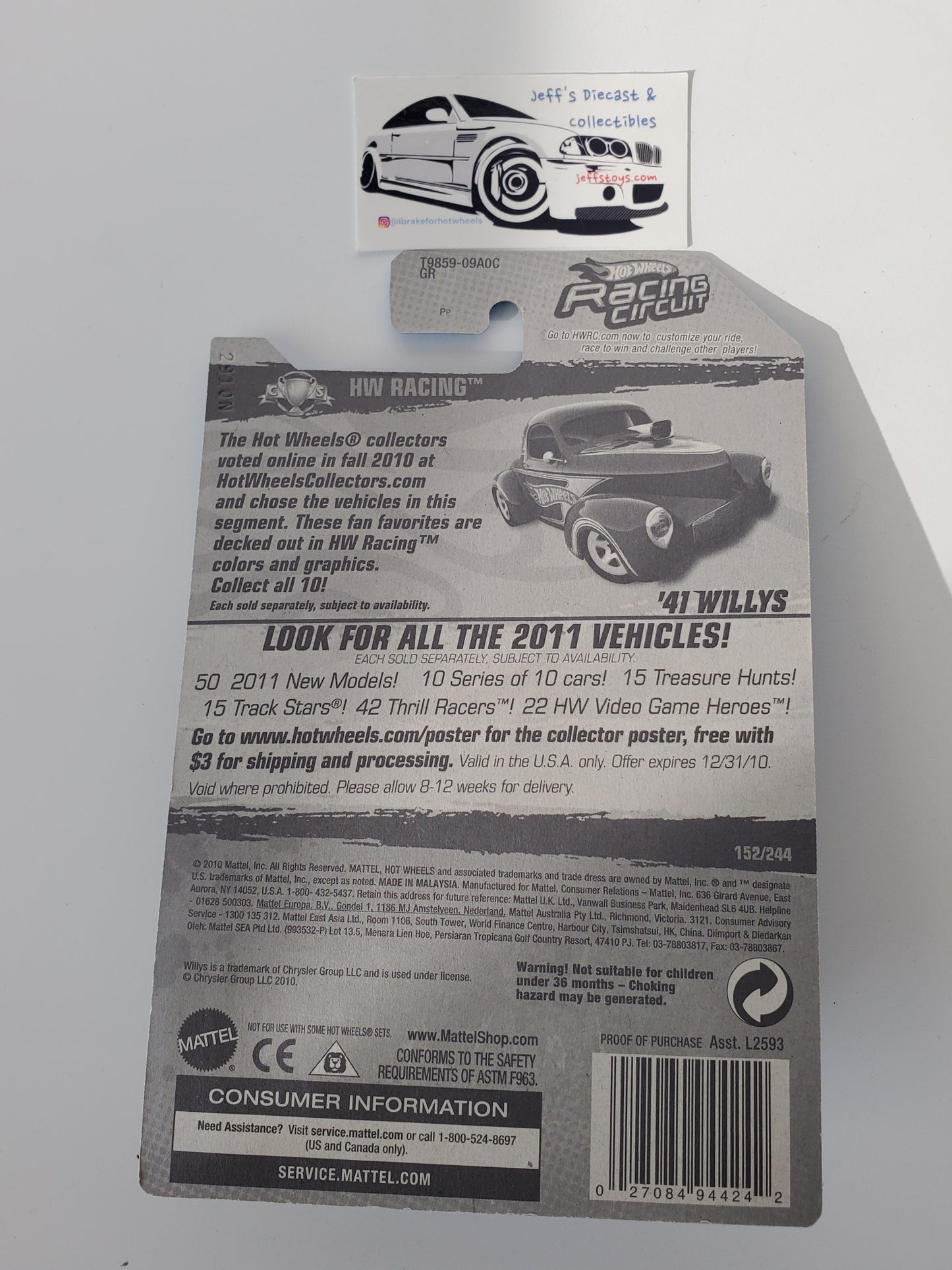 2011 Hot Wheels Custom '41 Willys Coupe #152 Jeff's Diecast & Collectibles