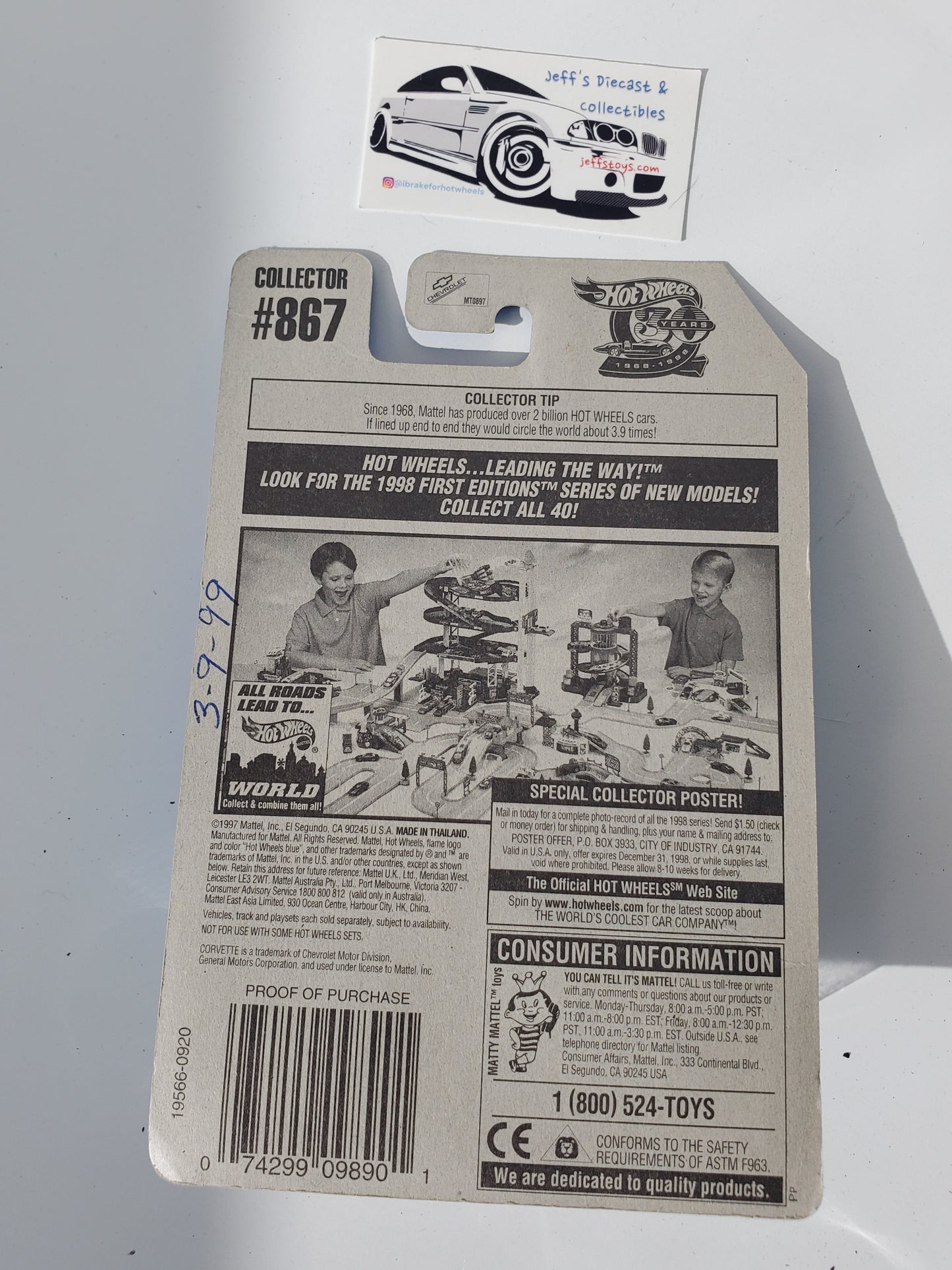 1998 Hot Wheels '97 Corvette #867 Jeff's Diecast & Collectibles