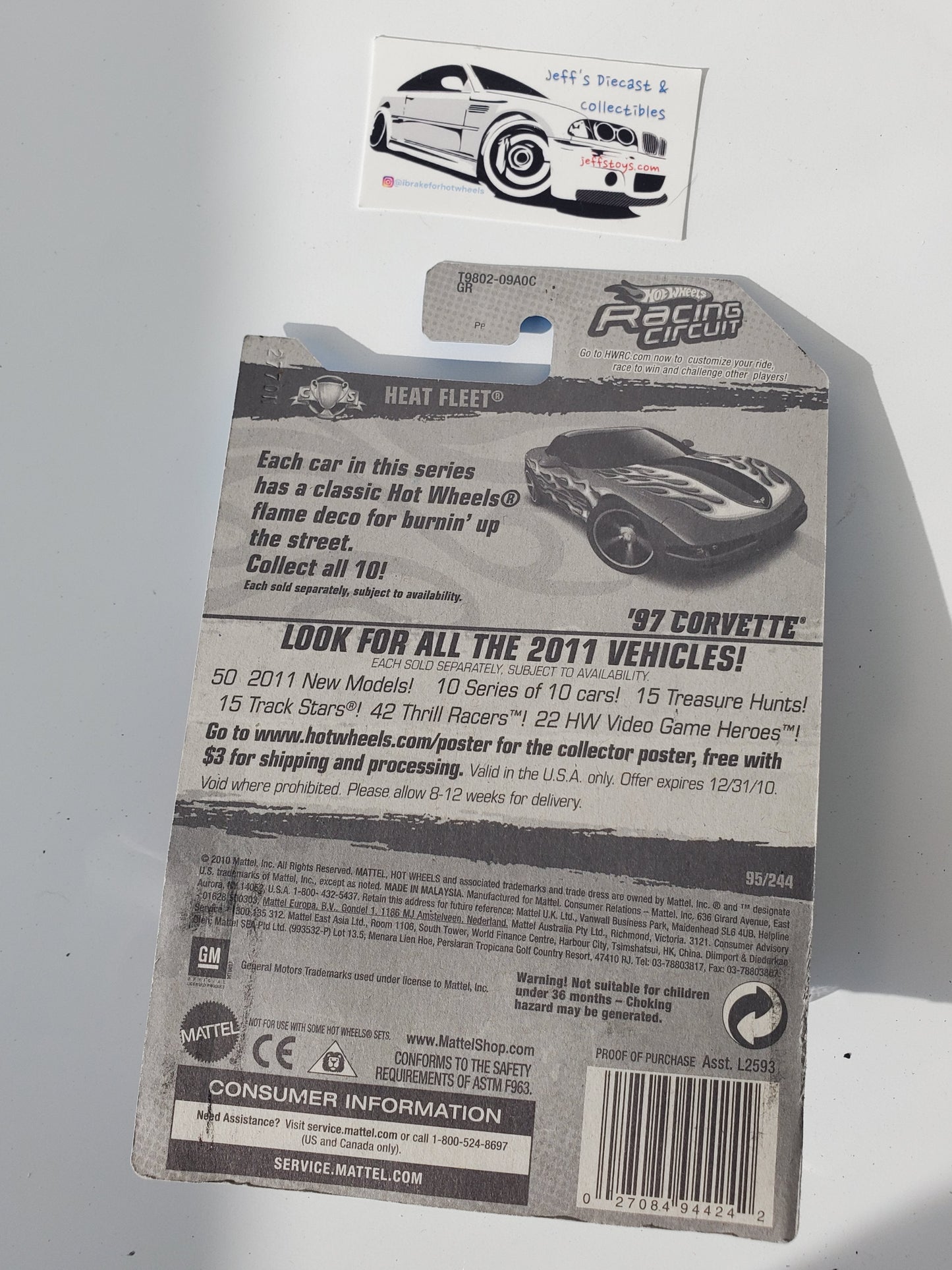 2011 Hot Wheels '97 Corvette #95 Red Jeff's Diecast & Collectibles