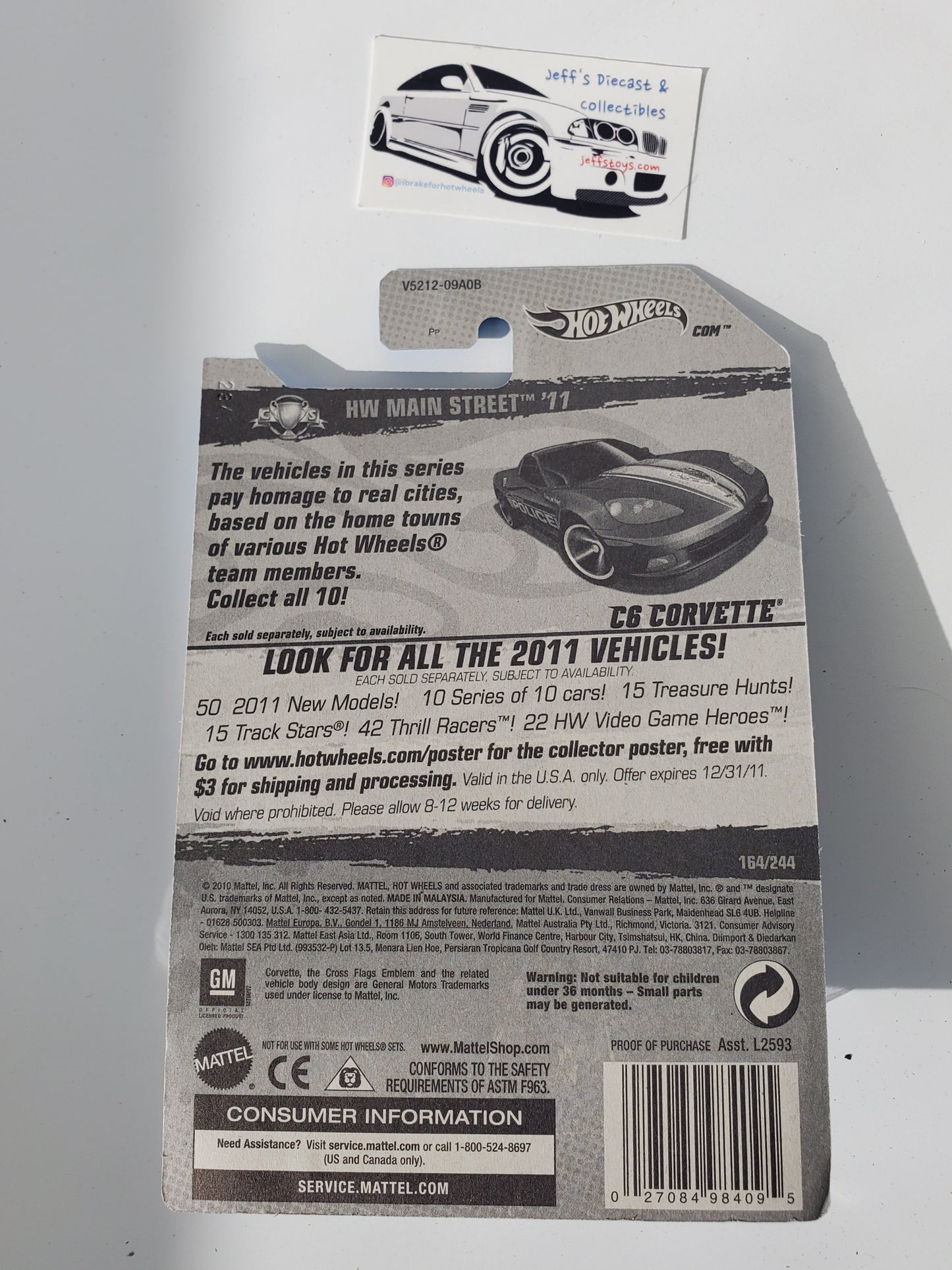 2011 Hot Wheels C6 Corvette #164 Blue Jeff's Diecast & Collectibles