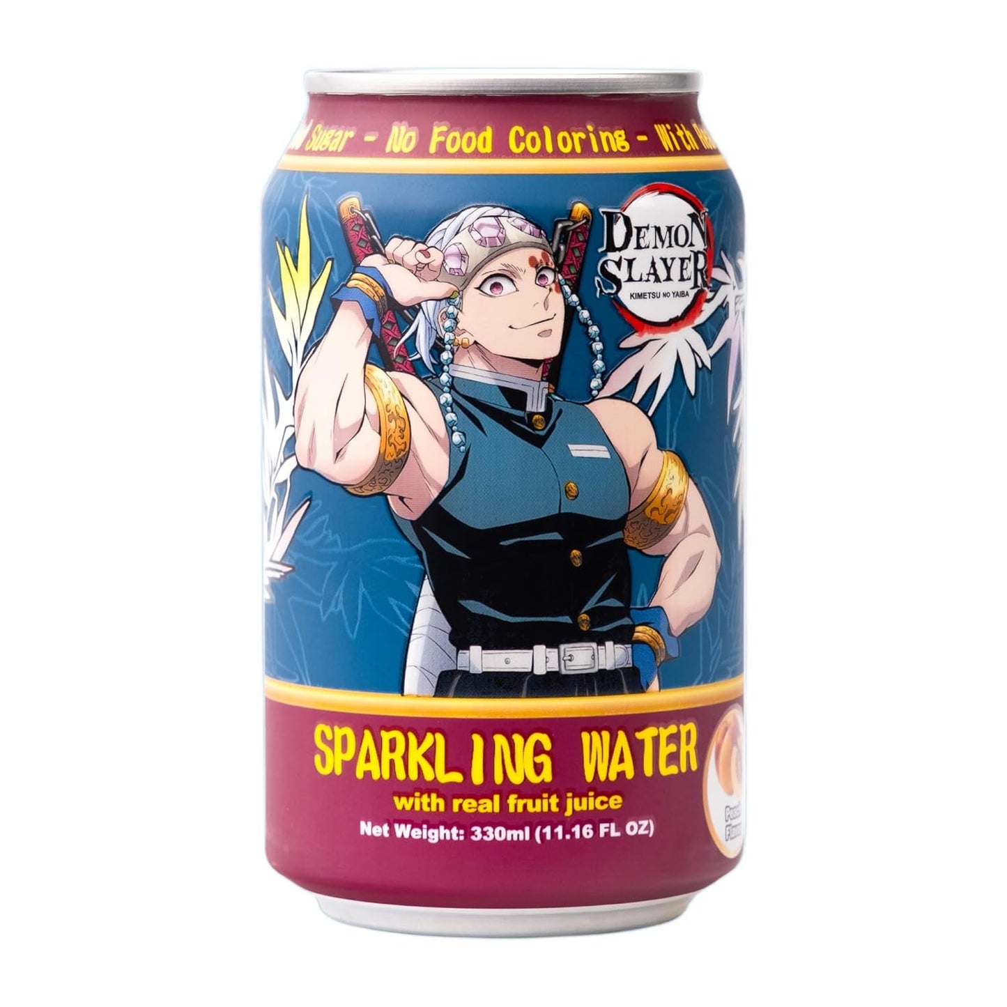 Demon Slayer Peach Sparkling Water – 11.16 fl oz (330 ml) Cans – Tengen Uzui Collectible Anime Drink (1 Can) Super Anime Store
