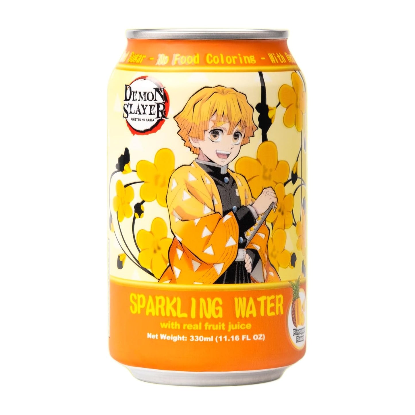 Demon Slayer Pineapple Sparkling Water – 11.16 fl oz (330 ml) Cans – Zenitsu Agatsuma Collectible Anime Drink (1 Can) Super Anime Store