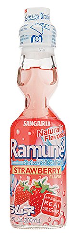 Ramune Strawberry Soda - Japanese Carbonated Soft Drink with Marble Bottle Super Anime Store