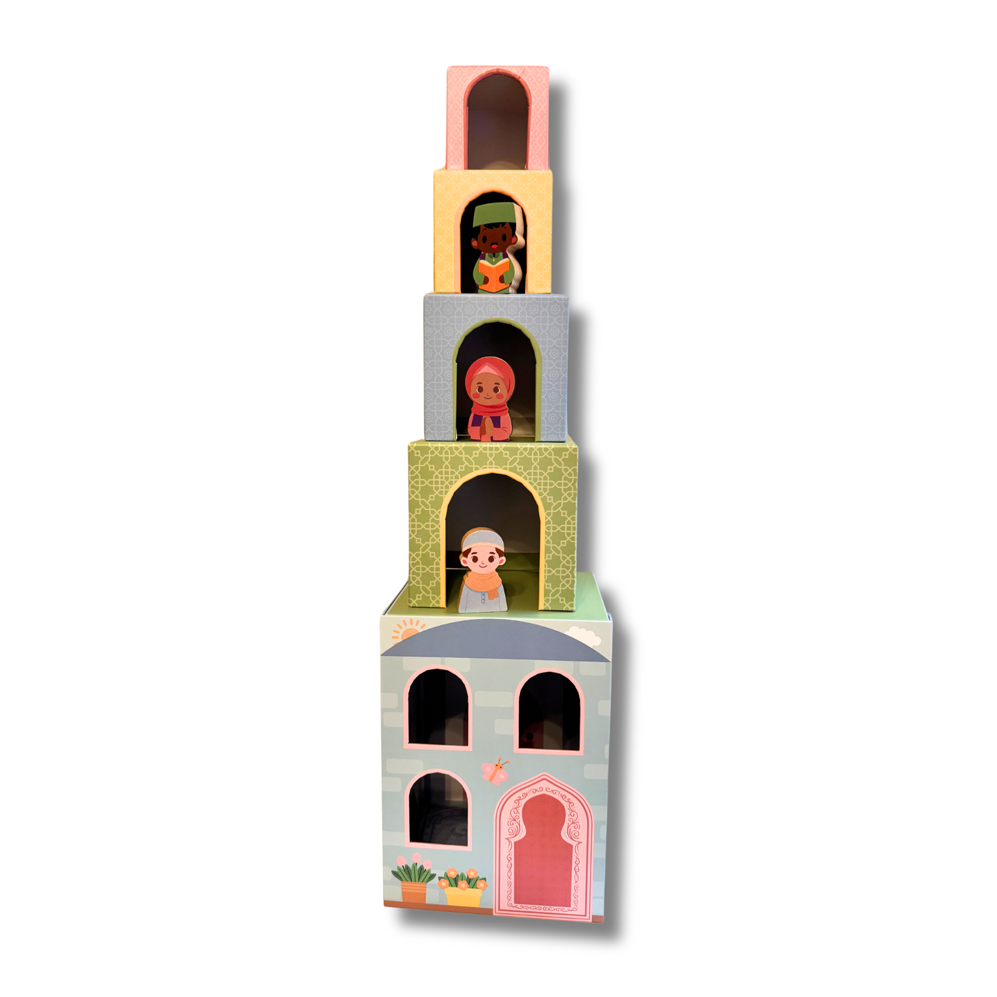 Stacking Houses Toy by Puzzle Planet: Educational Building Blocks for Muslim Children's Storytelling and Open-Ended Play
