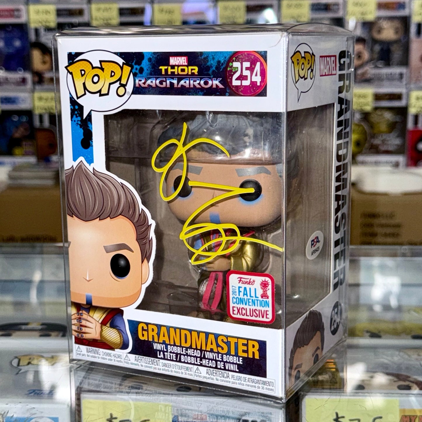 Jeff Goldblum Signed Thor Ragnorak Grandmaster NYCC Vaulted Exclusive Funko Pop! #254 With PSA COA Mustang Comics