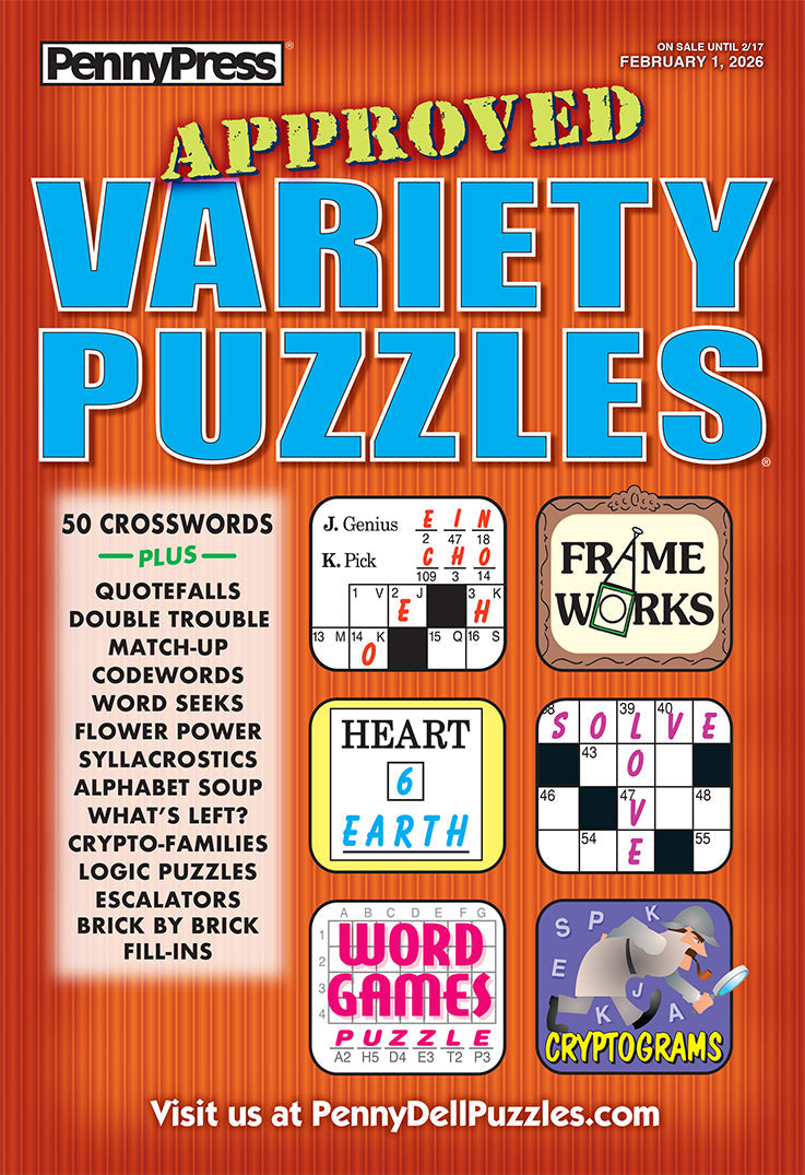 Penny Press - Approved Variety Puzzles: February 2026 Edition, Fun For All Ages & Skill Levels With Anagrams, Codewords, Math Challenges, Scoring Games & More! Magazine Shop US