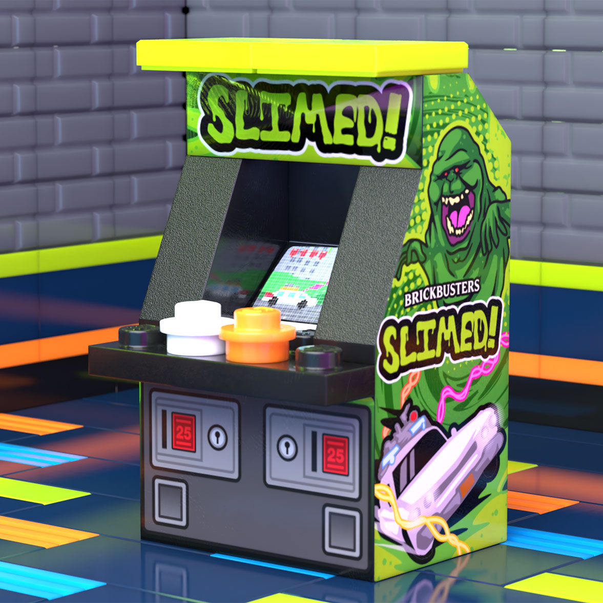 Slimed Arcade Machine made using LEGO parts B3 Customs