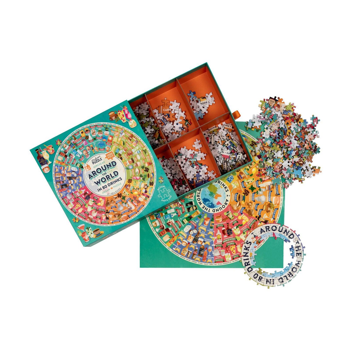 Around the World in 80 Drinks 1000 Piece Circular Jigsaw Puzzle Professor Puzzle