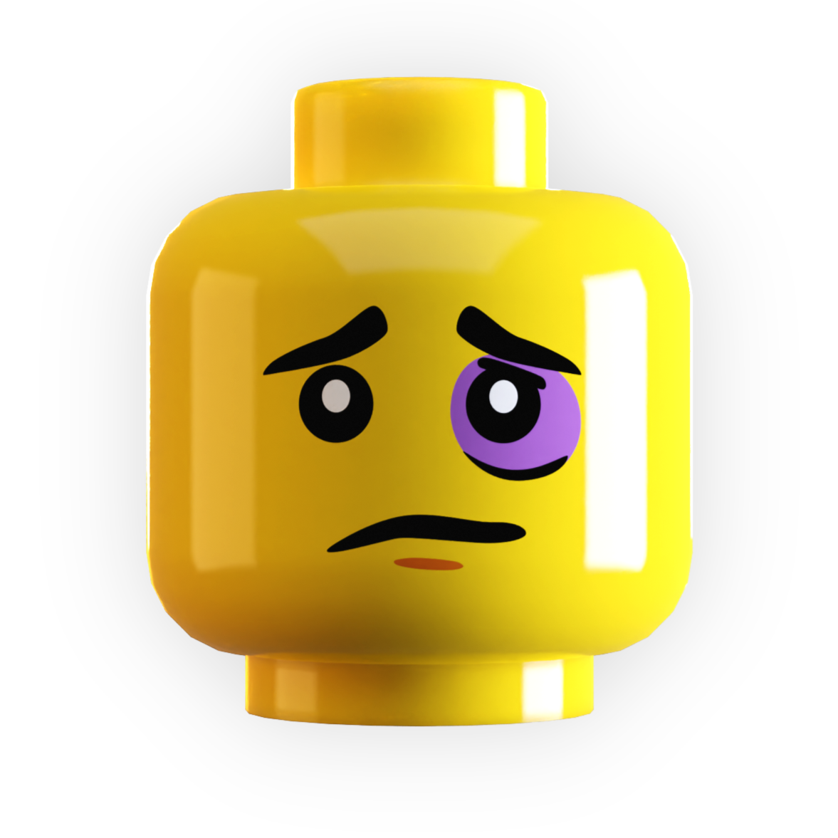 Black Eye Minifig Head made using LEGO part Yellow Flesh B3 Customs