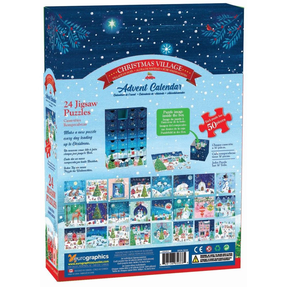 Christmas Village Advent Calendar - 24 Set of 50 Piece Mini Jigsaw Puzzles Eurographics