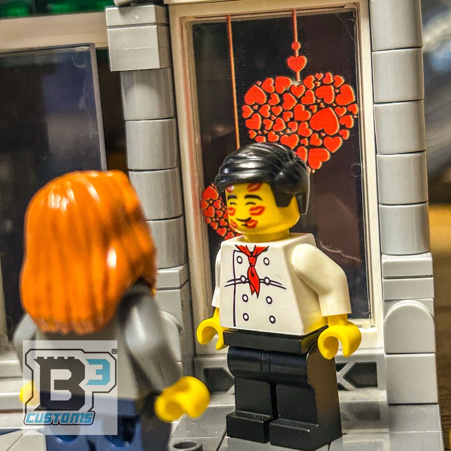 2 Hearts, Valentine's Day 4x6 Glass Window made with LEGO part - B3 Customs B3 Customs