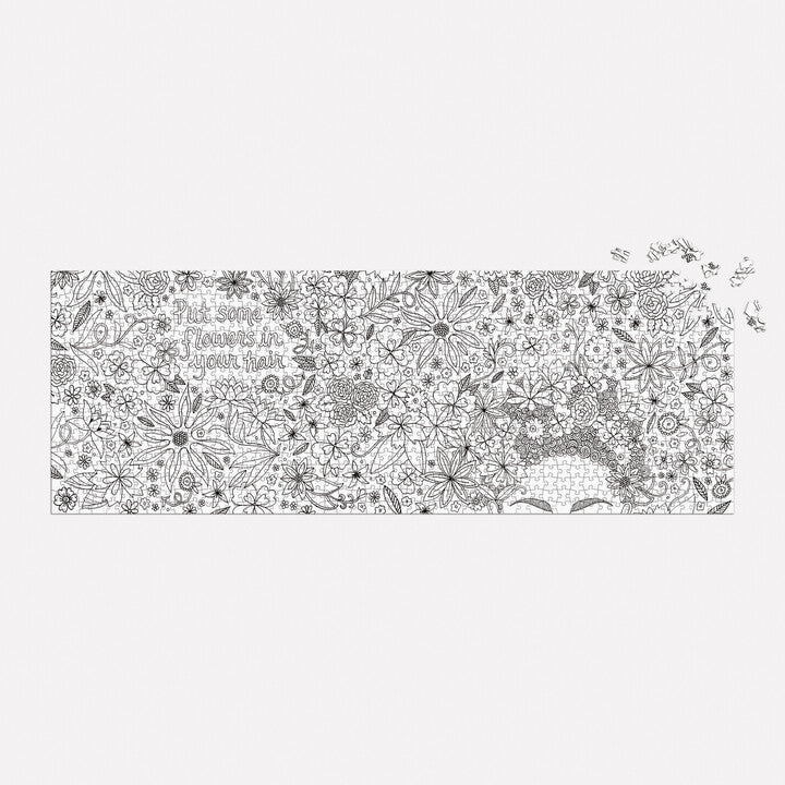Flowers In Your Hair Color-In 1000 Piece Panoramic Jigsaw Puzzle Galison