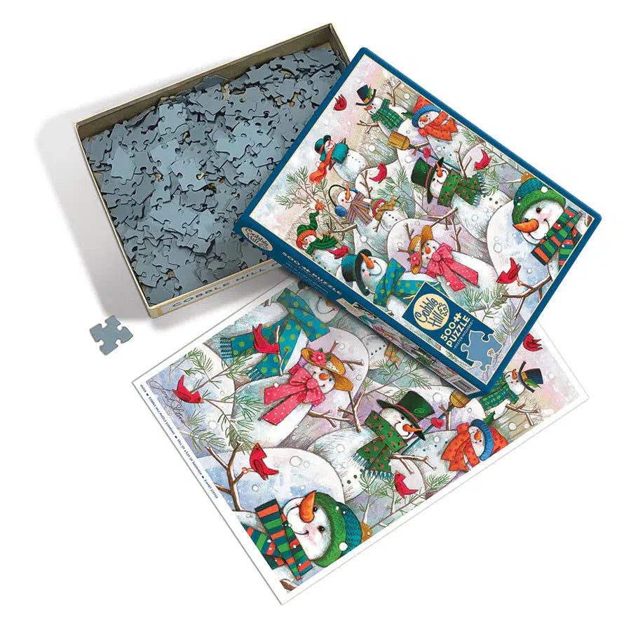 Hill of a Lot of Snowmen 500 Piece Jigsaw Puzzle Cobble Hill
