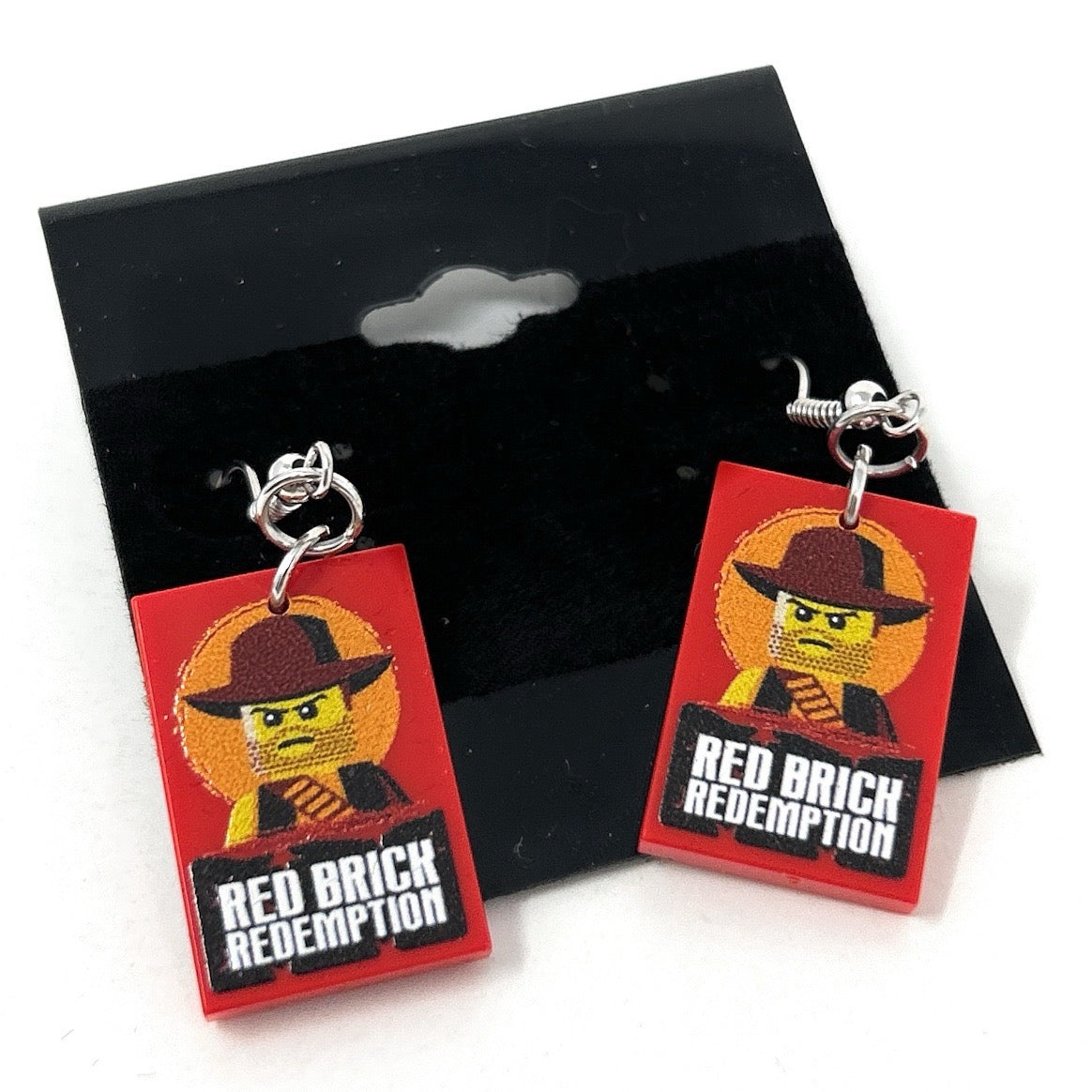 Red Brick Redemption Video Gaming Earrings made from LEGO parts - B3 Customs B3 Customs