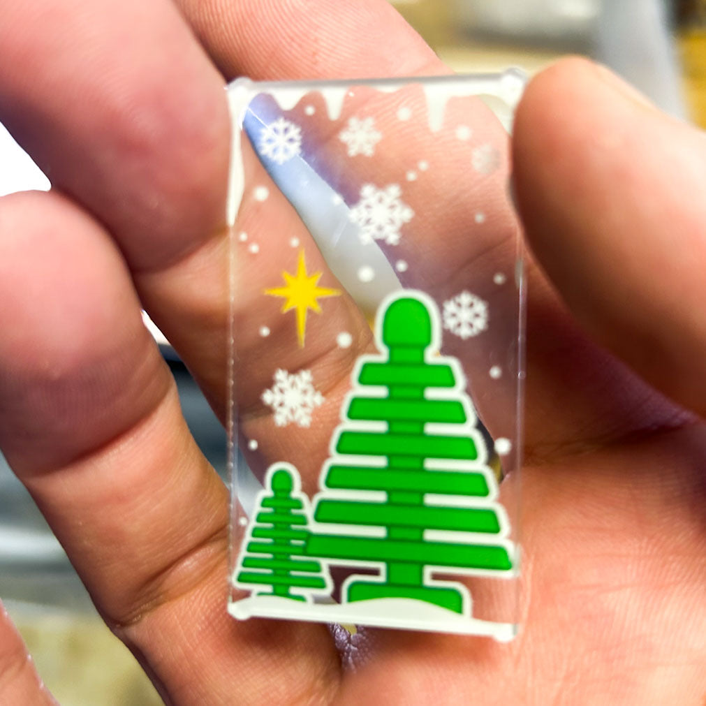 Classic Pine Tree Winter Village 4x6 Glass Window made with LEGO part - B3 Customs B3 Customs