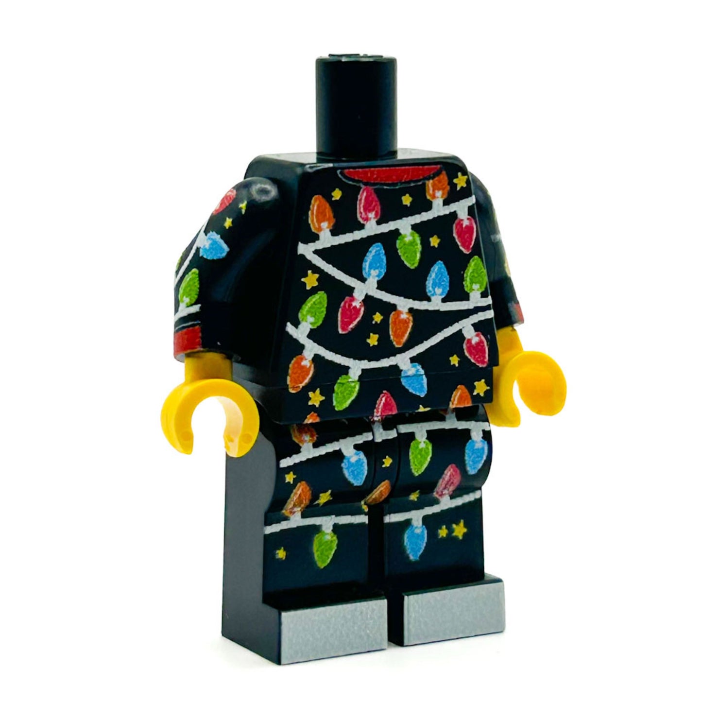 Classic Christmas Lights PJs on Black Minifig Body - B3 Customs B3 Customs
