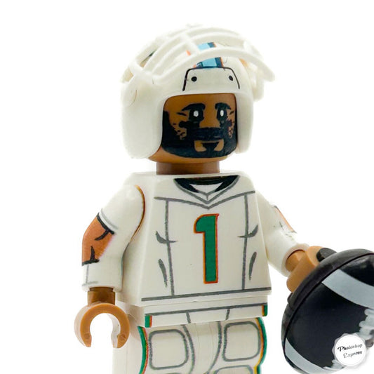 #1 QB Tua Dolphins Football Player Minifig - B3 Customs B3 Customs