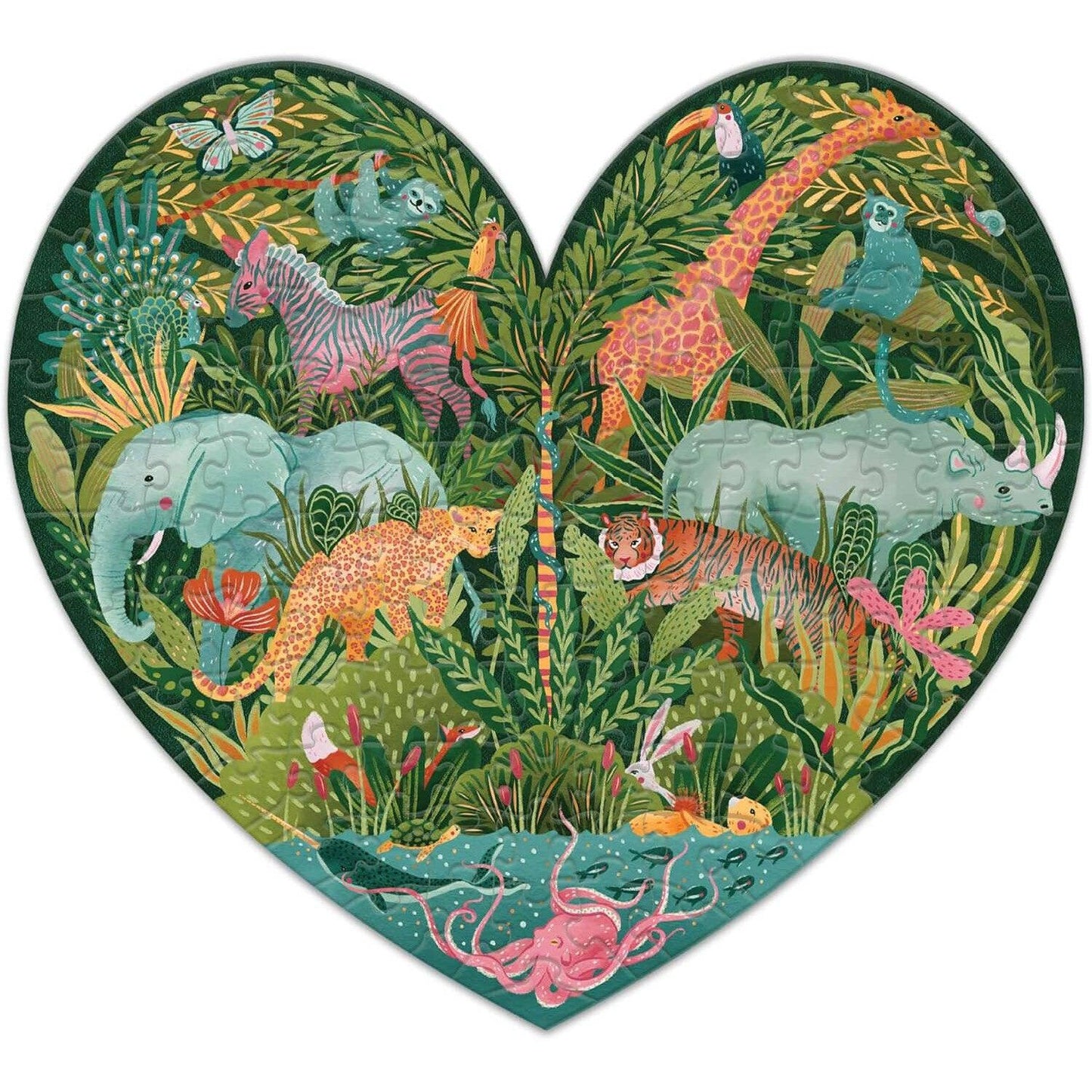 Leave Her Wild 140 Piece Mini Heart Shaped Jigsaw Puzzle Lantern Press