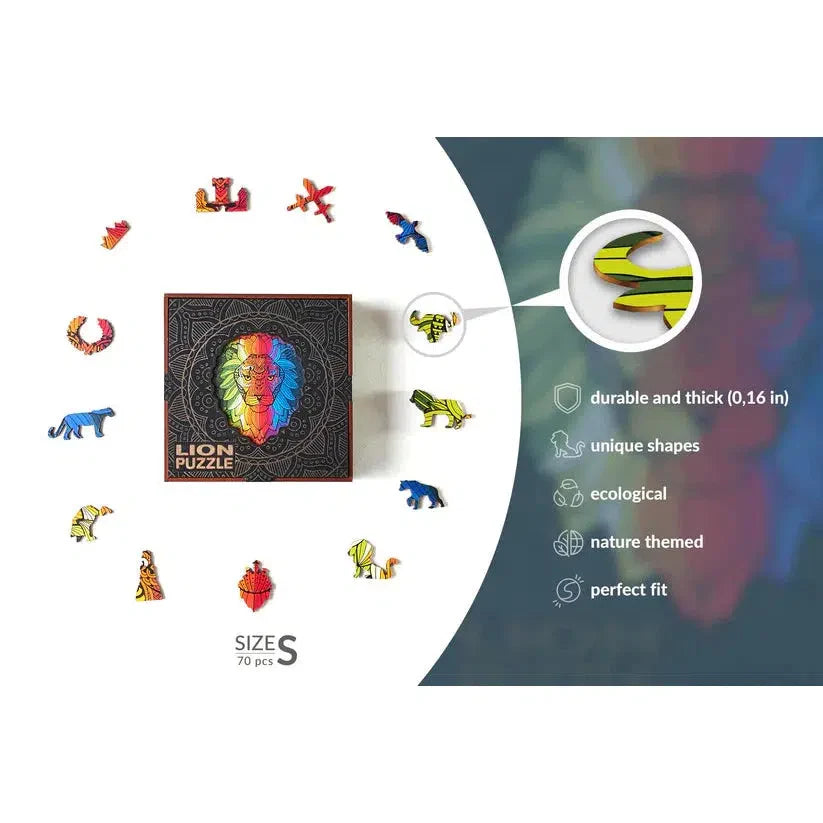 Lion 70 Piece Wooden Jigsaw Puzzle Geek Toys