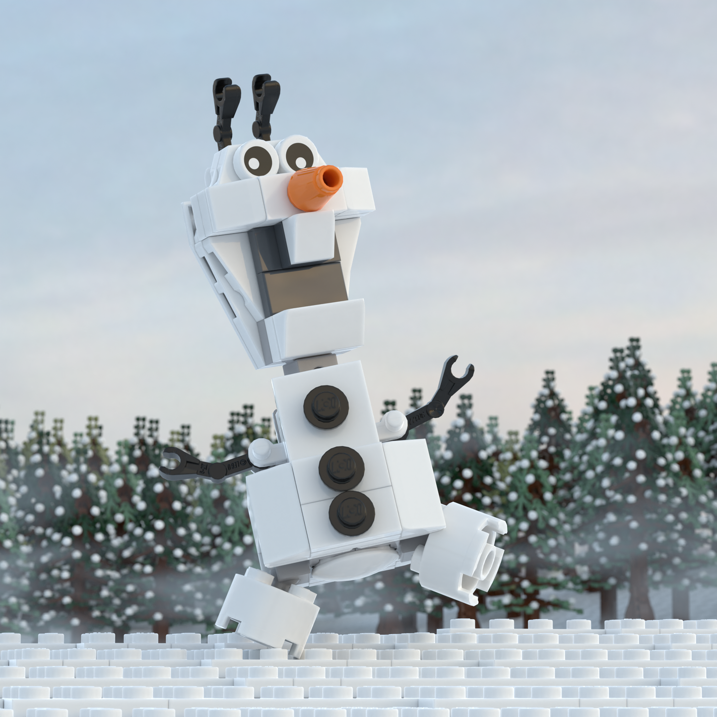 Funny Snowman Building Set made using LEGO parts B3 Customs
