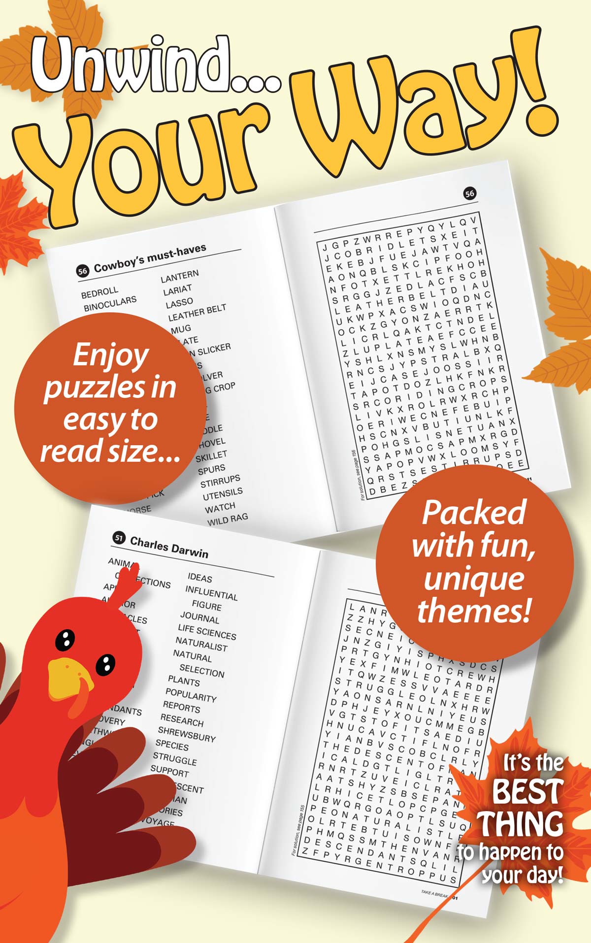 Take a Break - Word Search (Large Print): 71 Fall-Themed Puzzles, Easy, All Ages, Hours Of Mind-Boosting Fun, Brain Challenges, Relax, Unwind Your Way, Unplug, De-Stress, Reduce Anxiety & Solve! Magazine Shop US