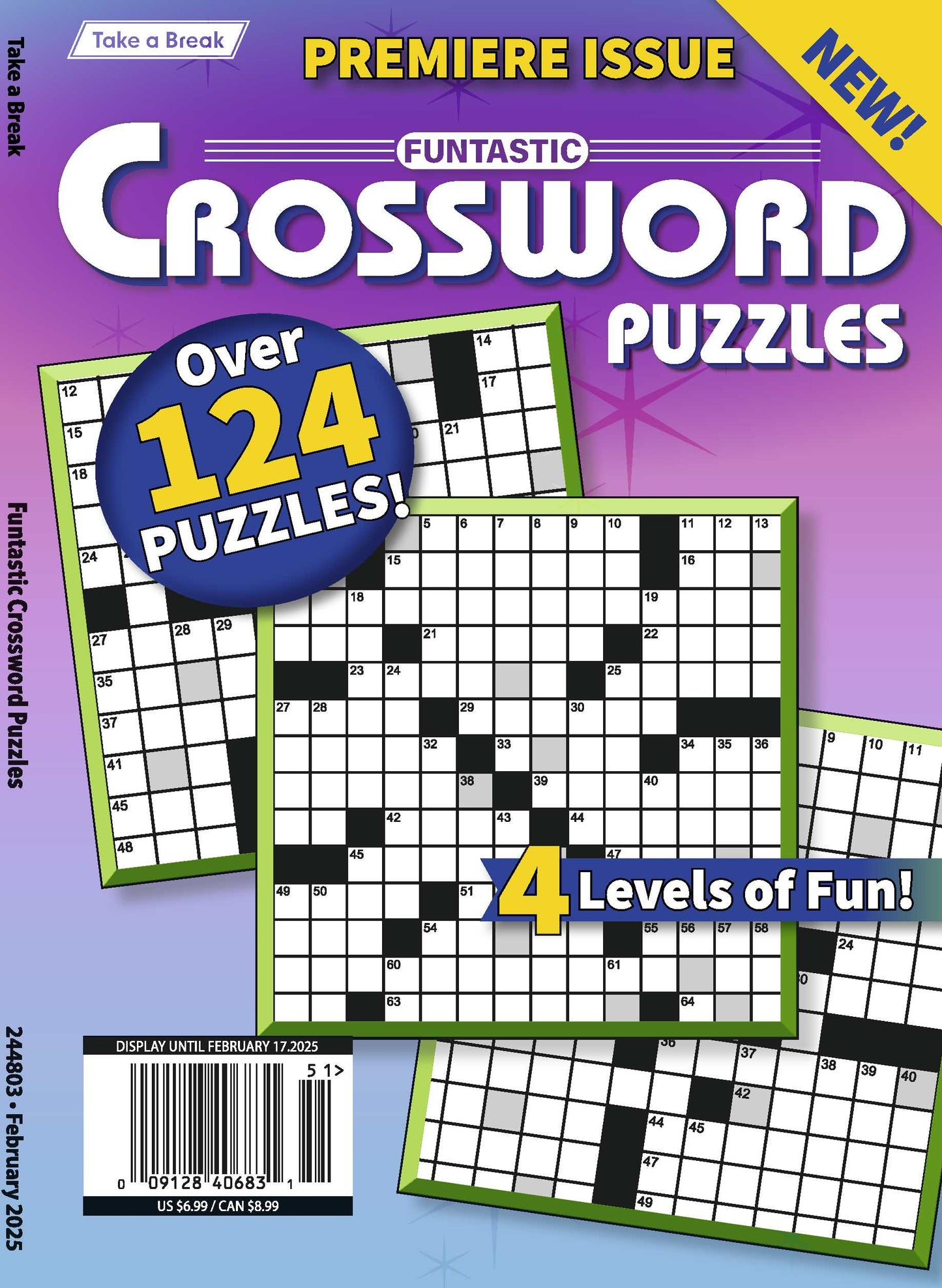 Take a Break - Funtastic Crossword Puzzles: 124+ Puzzles, 4 Levels Of Fun, New Jumbo Issue, Hours Of Mind-Boosting Fun, Brain Challenges, Relax, Unwind, Unplug, Recharge, De-Stress & Solve! Magazine Shop US