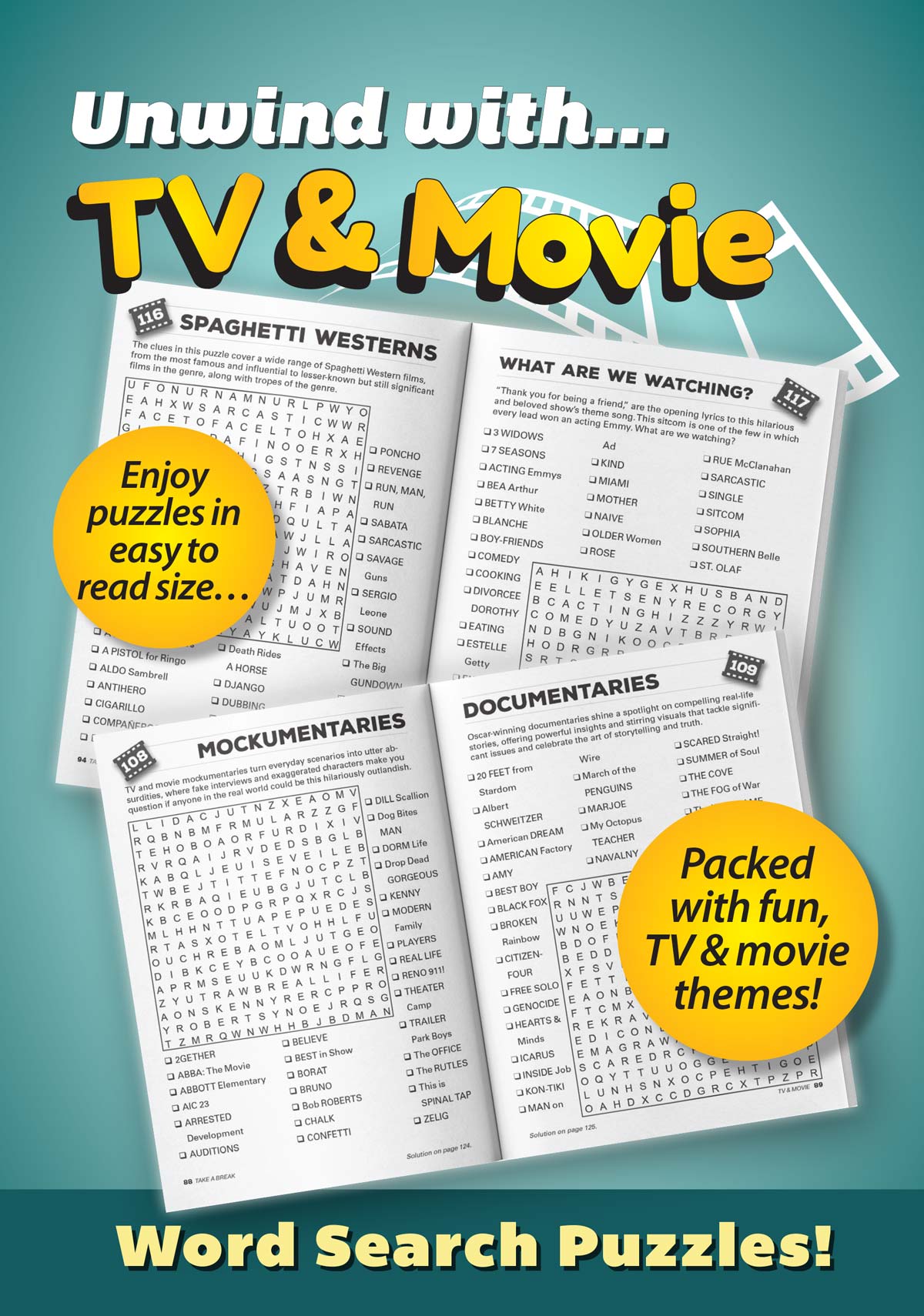 Take a Break - TV & Movie Word Search: 130 Fun Puzzles On TV & Movie Themes, Celebrity Icons, Legends & More! Magazine Shop US