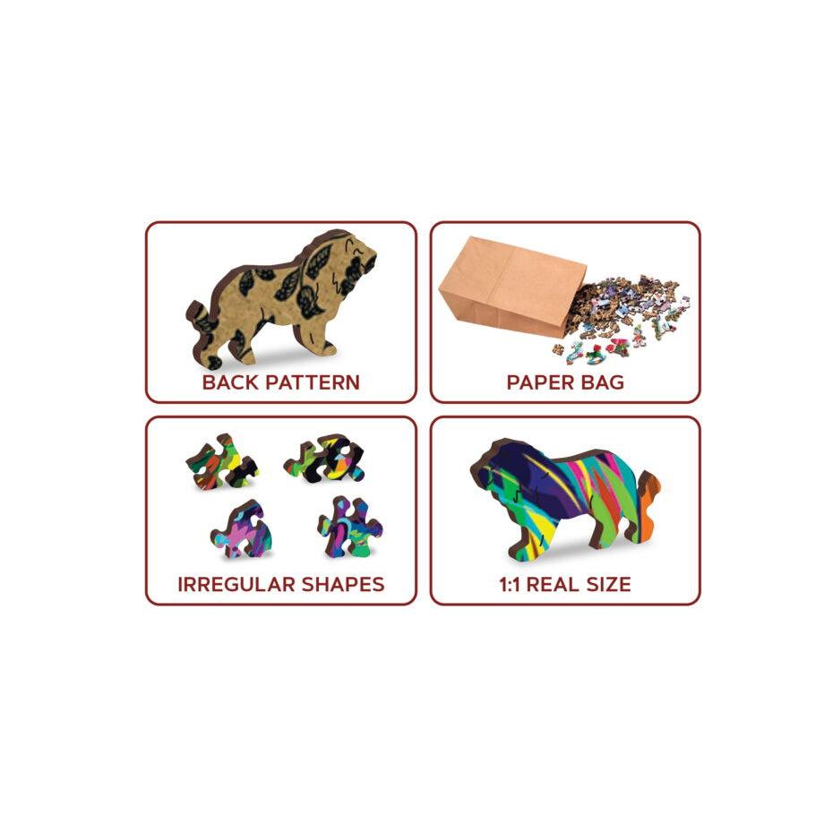 Rainbow Wild Cat 274 Piece Wood Jigsaw Puzzle Wooden City