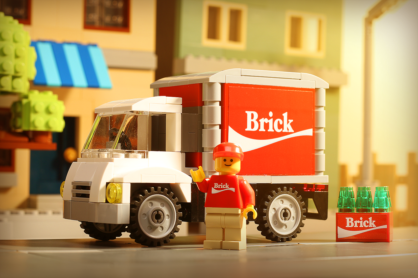 Custom Brick Soda Delivery Truck with Minifigure made using LEGO parts B3 Customs