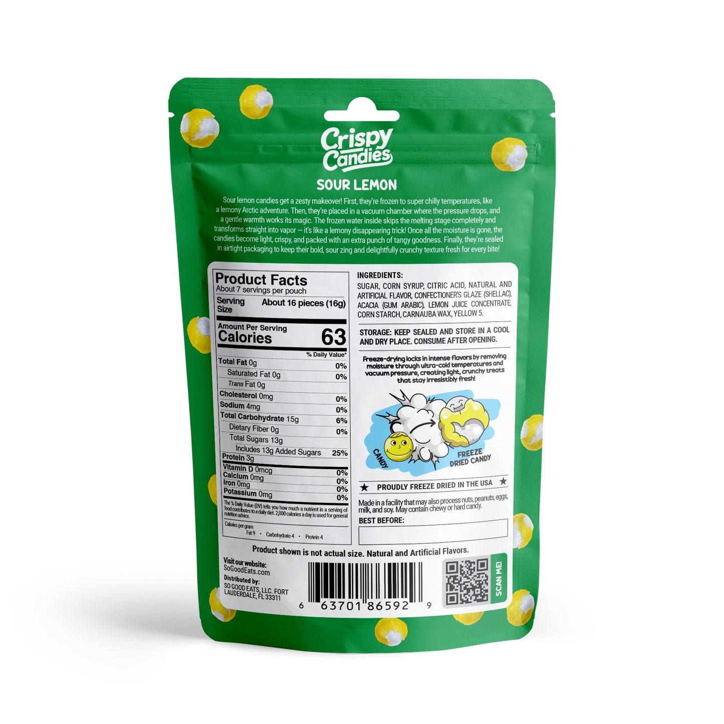 Crispy Candies - Sour Lemon Freeze Dried Candy 114g Super Anime Store