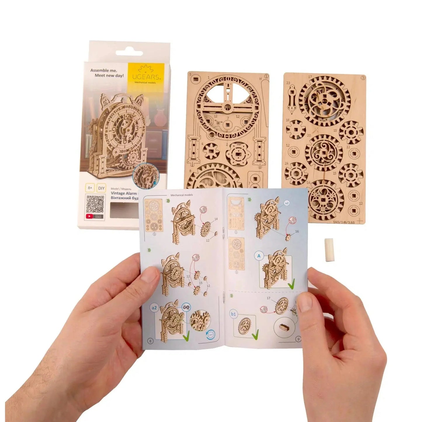 Vintage Alarm Clock 3D Wood Model Kit UGEARS