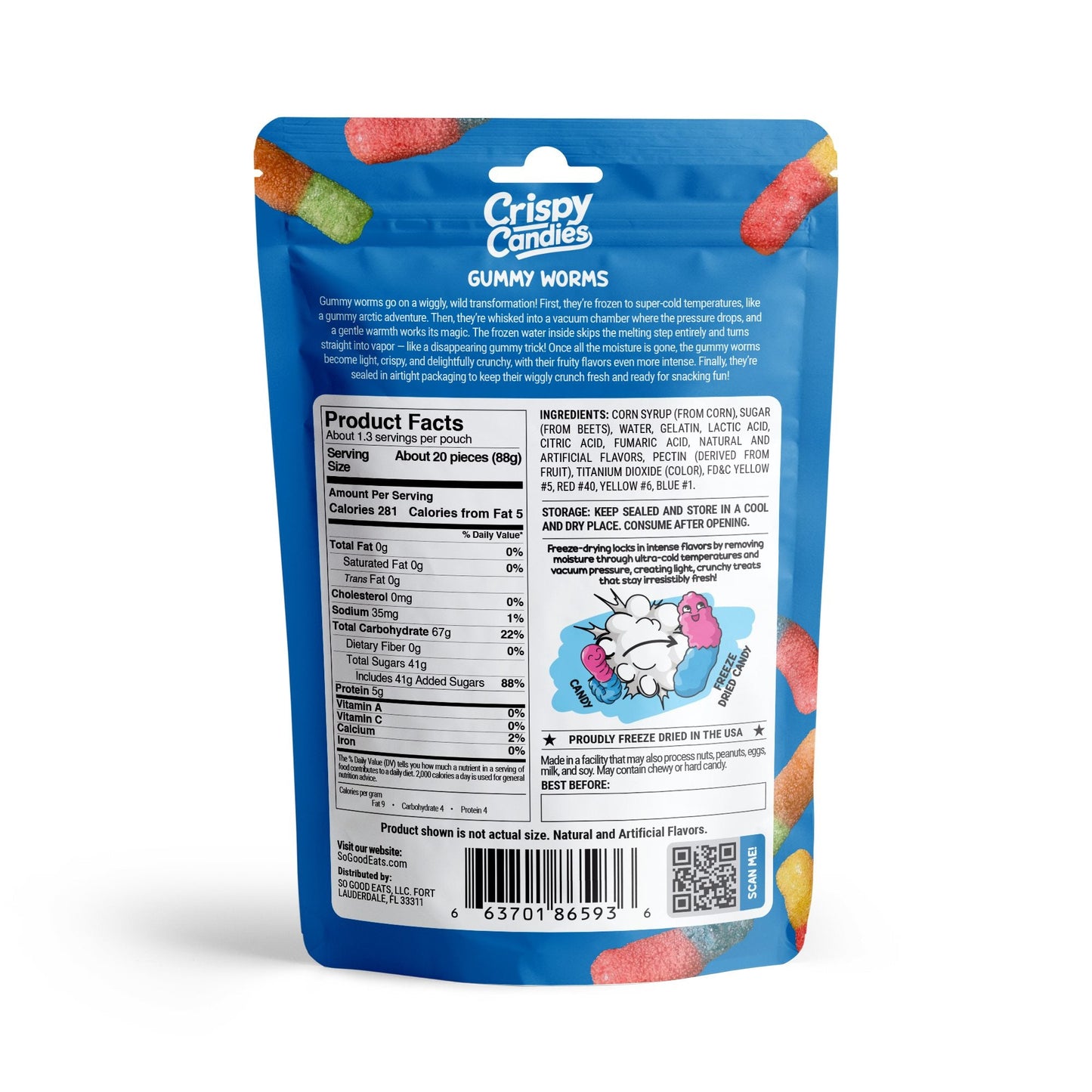 Crispy Candies - Gummy Worms Freeze Dried Candy 114g Super Anime Store