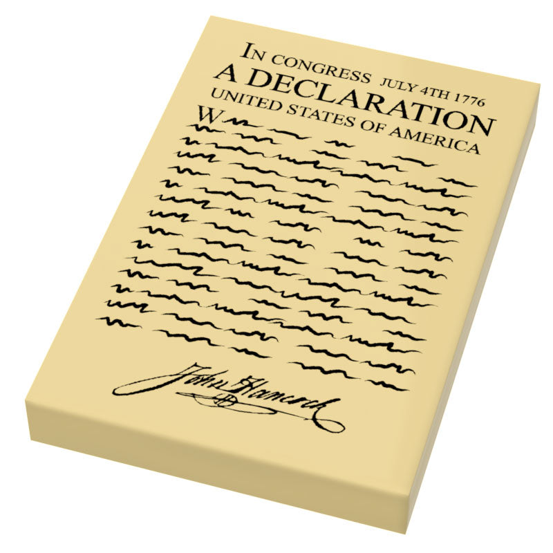 Declaration of Independence Printed 2x3 Tile made using LEGO part B3 Customs