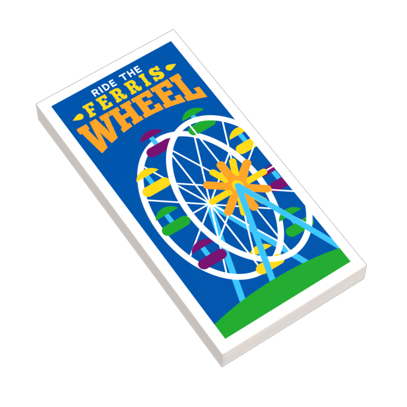 Ferris Wheel Amusement Park Poster (2x4 Tile) made using LEGO parts - B3 Customs B3 Customs
