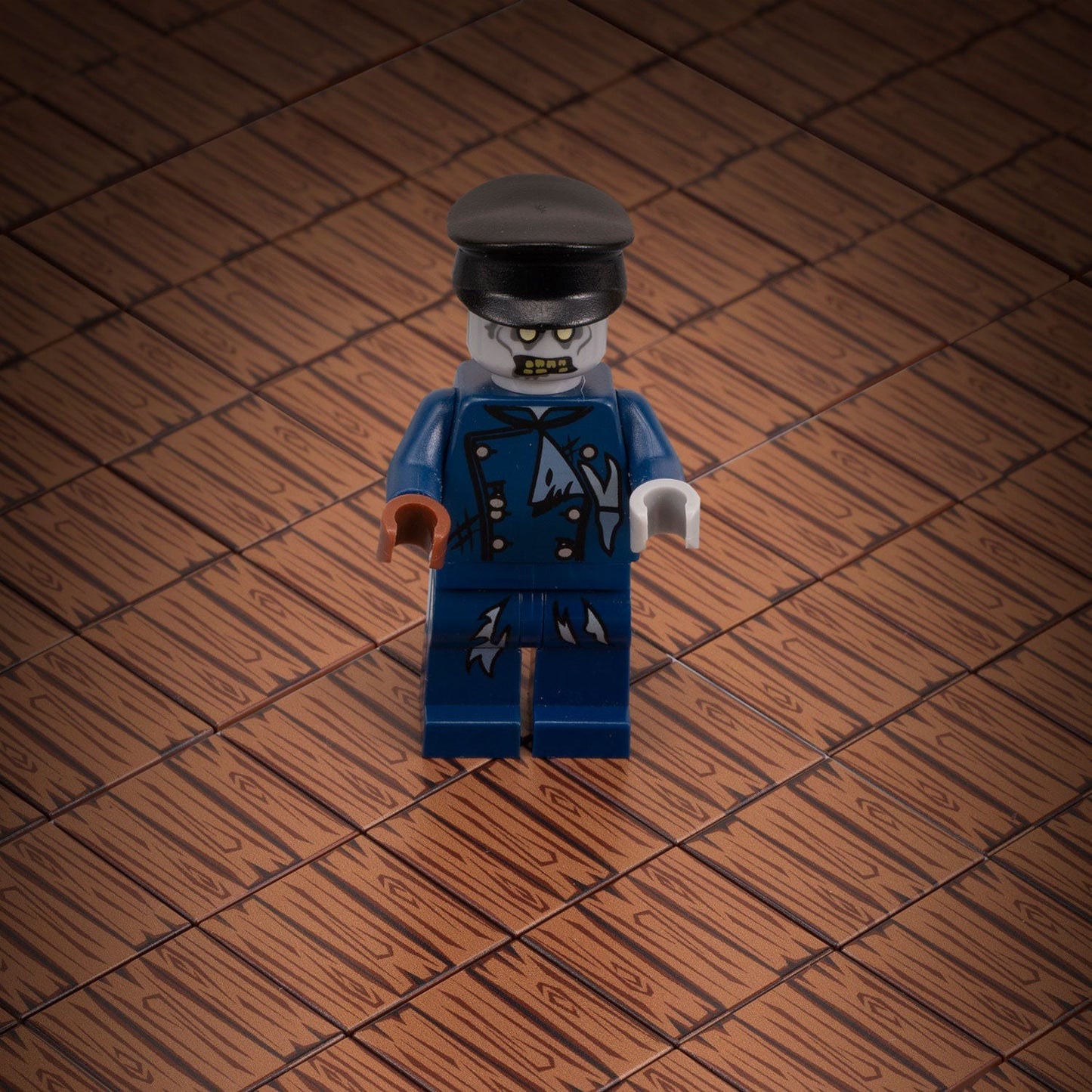 Hardwood Minifig Flooring (Rough, Dark) 2x2 Tile made using LEGO part B3 Customs