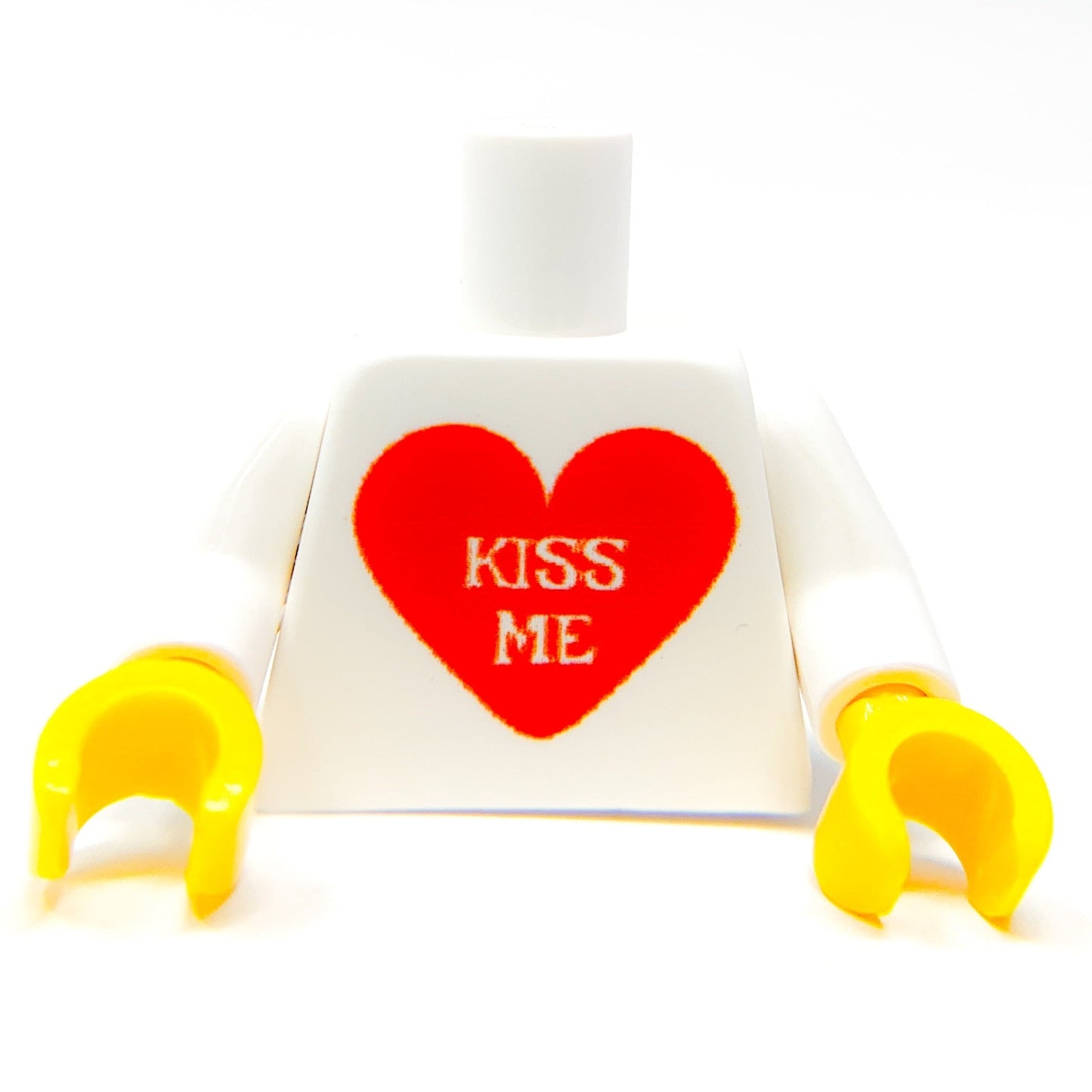 Custom Printed "Kiss Me" Heart Minifig Torso made with LEGO parts - B3 Customs B3 Customs