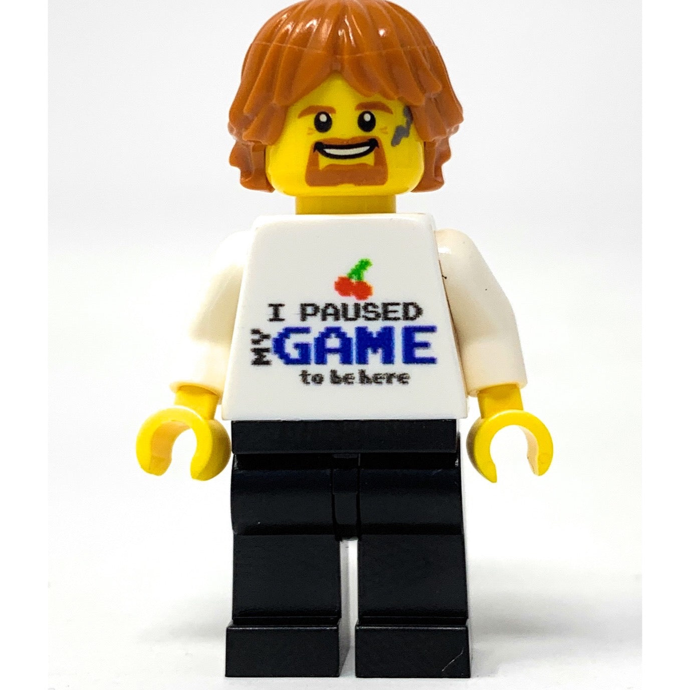 B3 Customs® Printed I Paused My Game To Be Here Minifig Torso (Gaming) made using LEGO parts B3 Customs