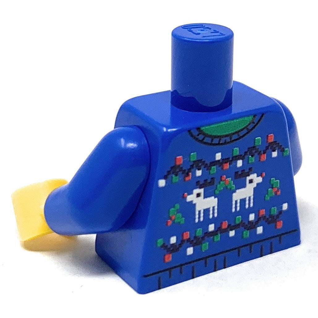 Custom Ugly Blue Christmas Reindeer Sweater Printed Torso made using LEGO parts B3 Customs