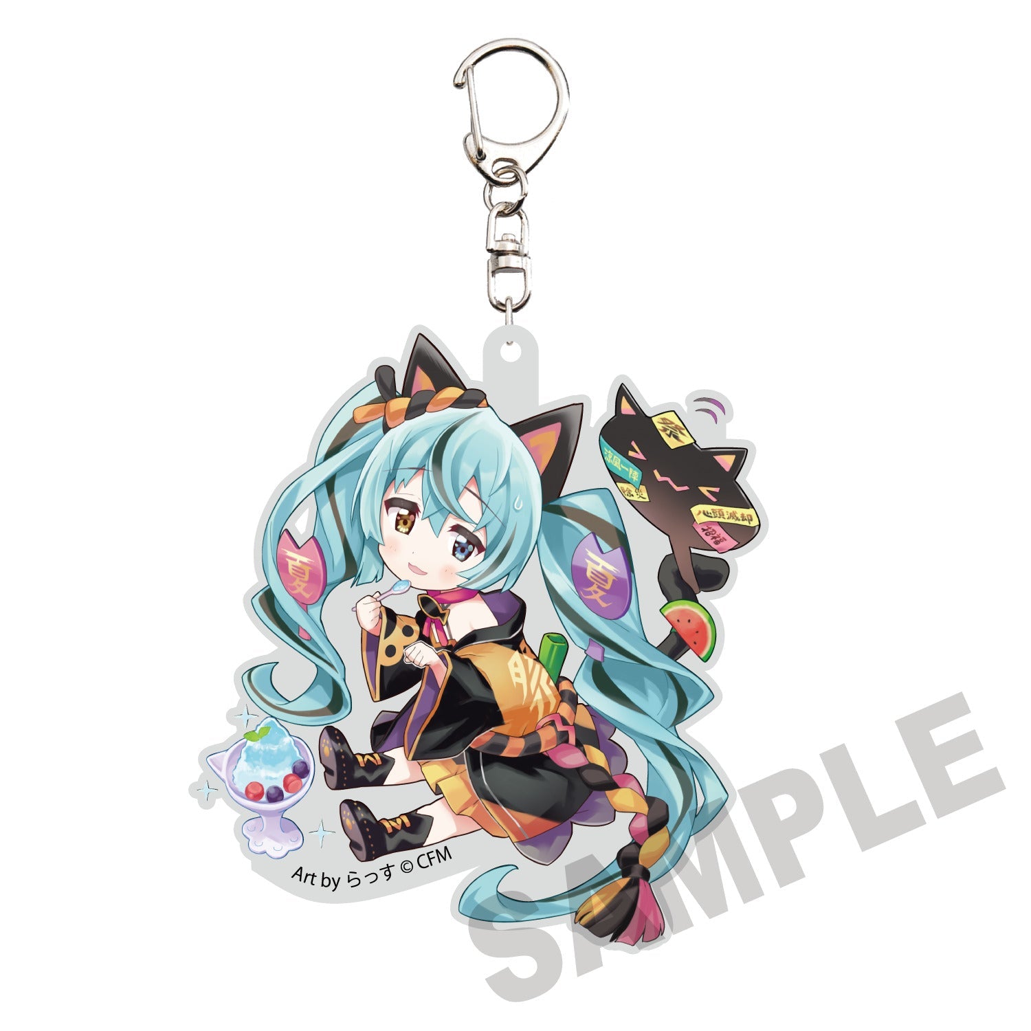HATSUNE MIKU X MANEKI-NEKO DIE-CUT HATSUNE MIKU BLACK CAT ART BY RASSU ACRYLIC KEYCHAIN Anime Pop